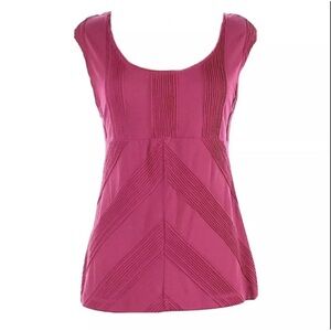 Anthropologie Postmark Fuchsia Textured Cap Sleeve Blouse